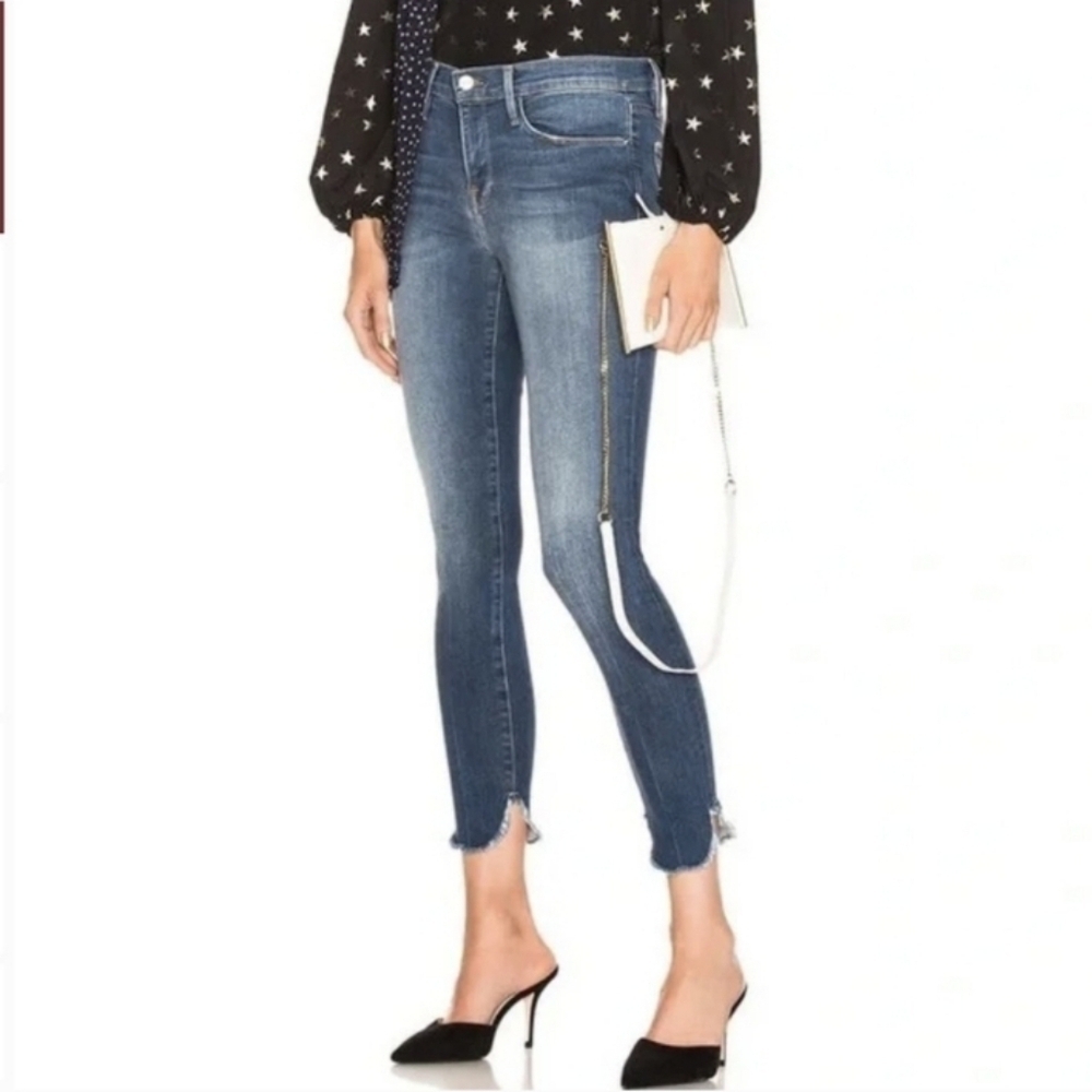 FRAME Le Skinny de Jeanne Jeans Size 28 York Wash Tulip Hem - Picture 16 of 16